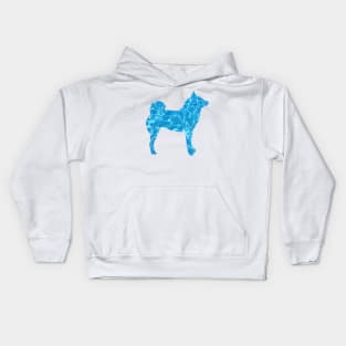 Lilly the Shiba Inu Silhouette - Swimming Pool on White Kids Hoodie
